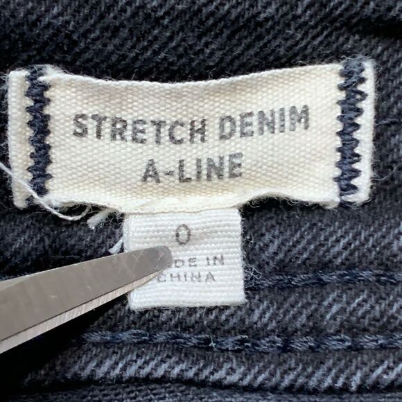 Madewell Stretch Denim A-Line Skirt Micro Mini Retro Style Black Patch Pockets - Picture 6 of 7